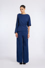 WIDE LEG INDIGO PANTS