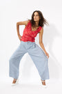 BLUE STRIPED ORIGAMI PANTS