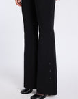 FLARED BLACK PANTS WITH BUTTON DETAIL