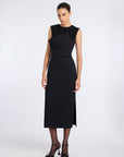 BLACK SLEEVELESS DRAPED DRESS
