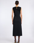 BLACK SLEEVELESS DRAPED DRESS