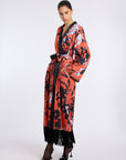 FRINGED FLORAL KIMONO