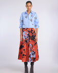 FLORAL SKIRT WITH PLEATS