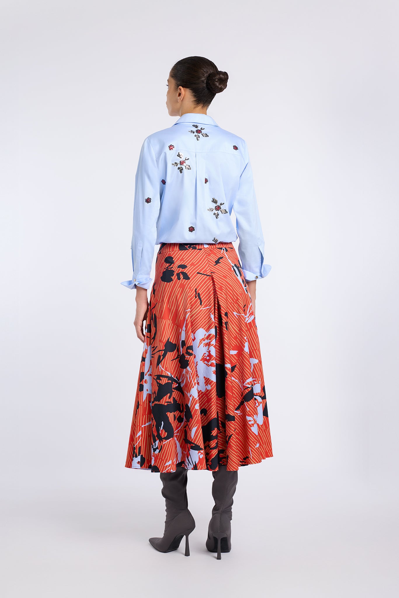FLORAL SKIRT WITH PLEATS