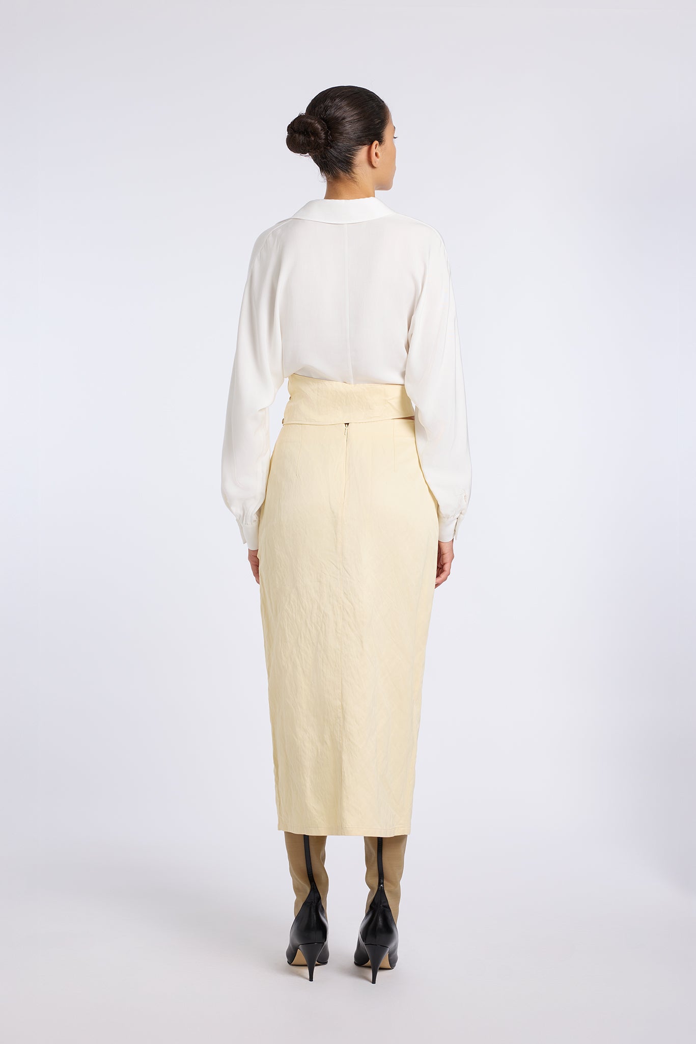 SCARF DETAILED BUTTER YELLOW SKIRT