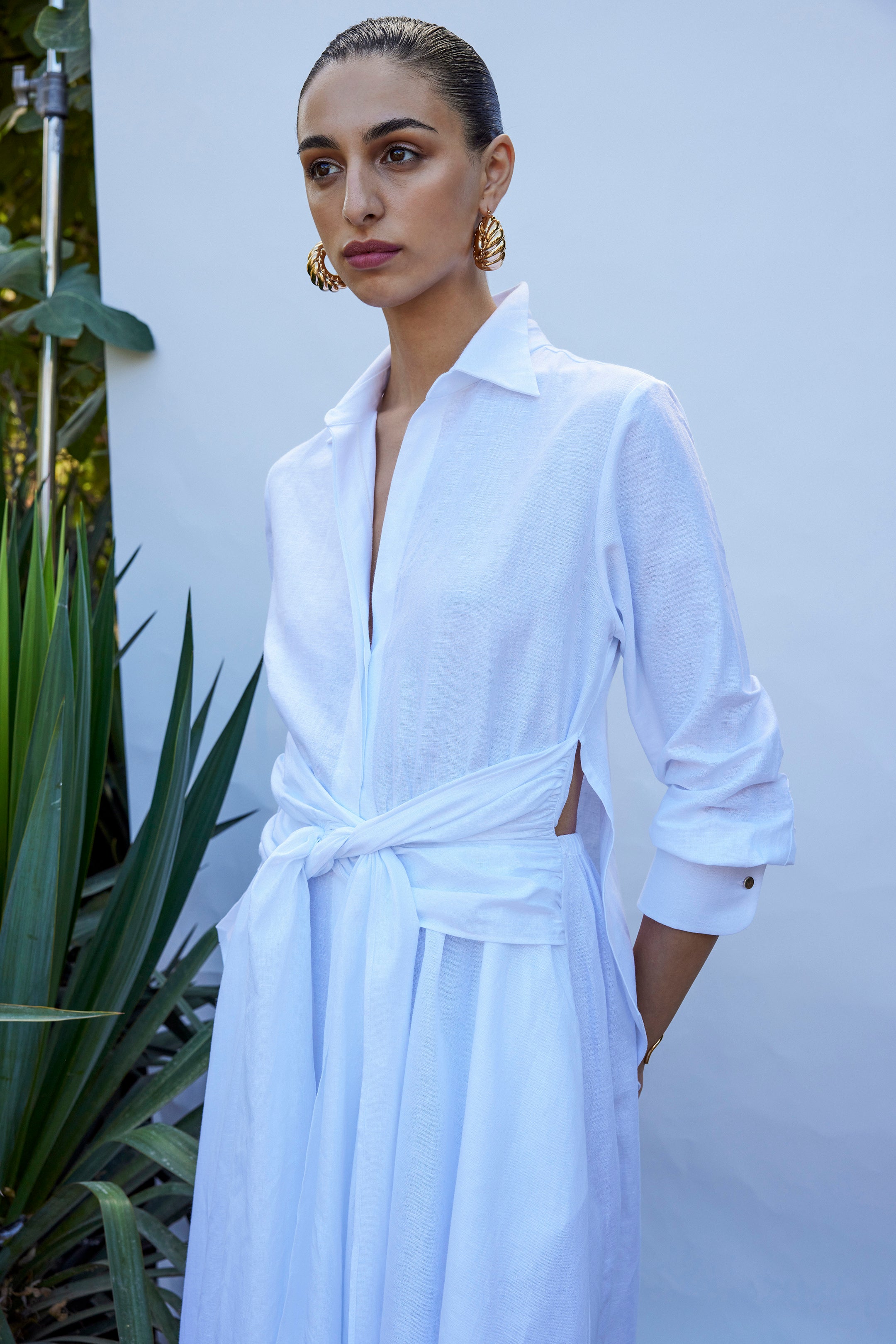SHIRTDRESS WITH TIE UP DETAIL