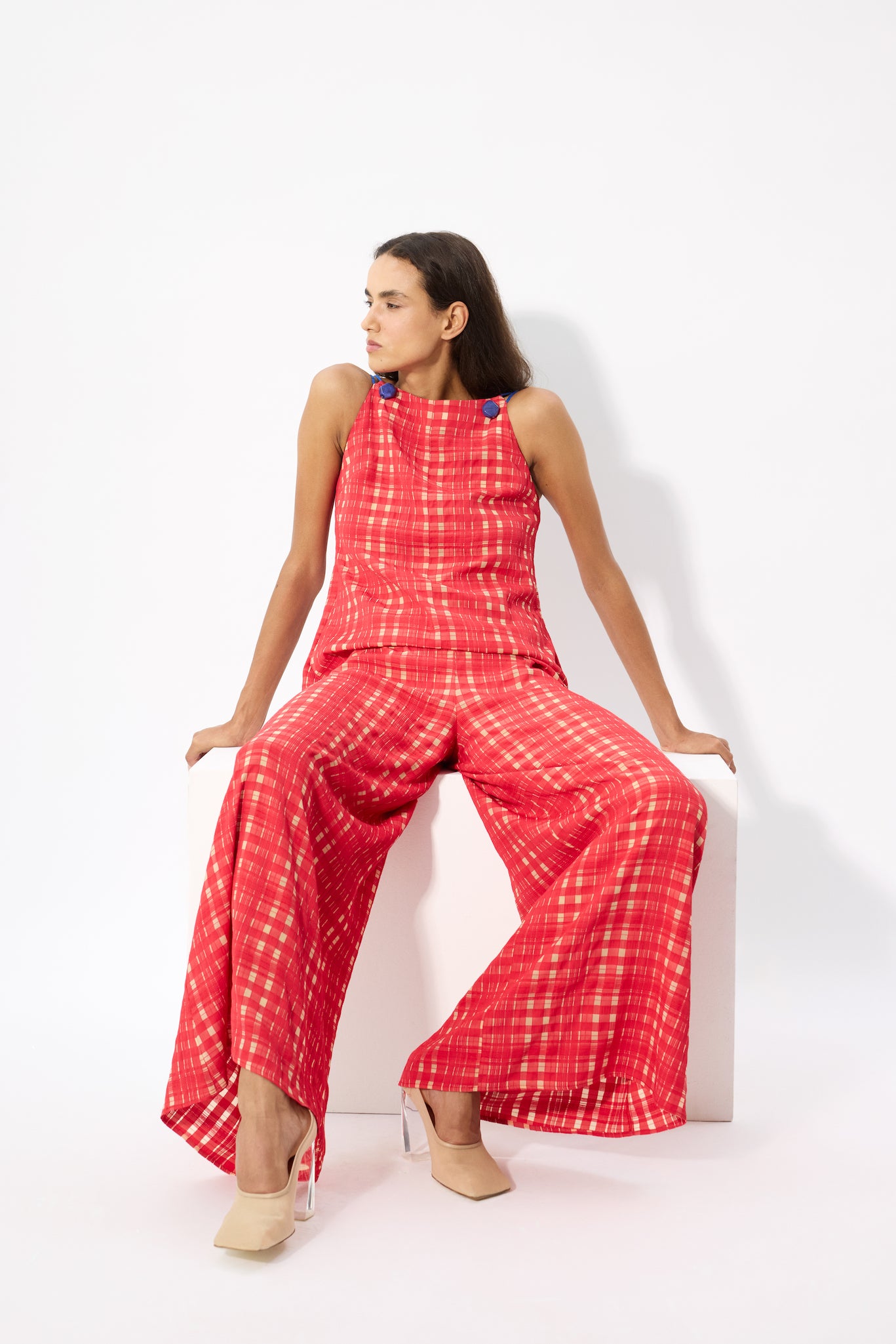 PLAID JUMPSUIT WITH EXTRA LONG STRAPS