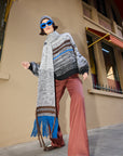 Unisex Mohair Striped Wool Beanie by