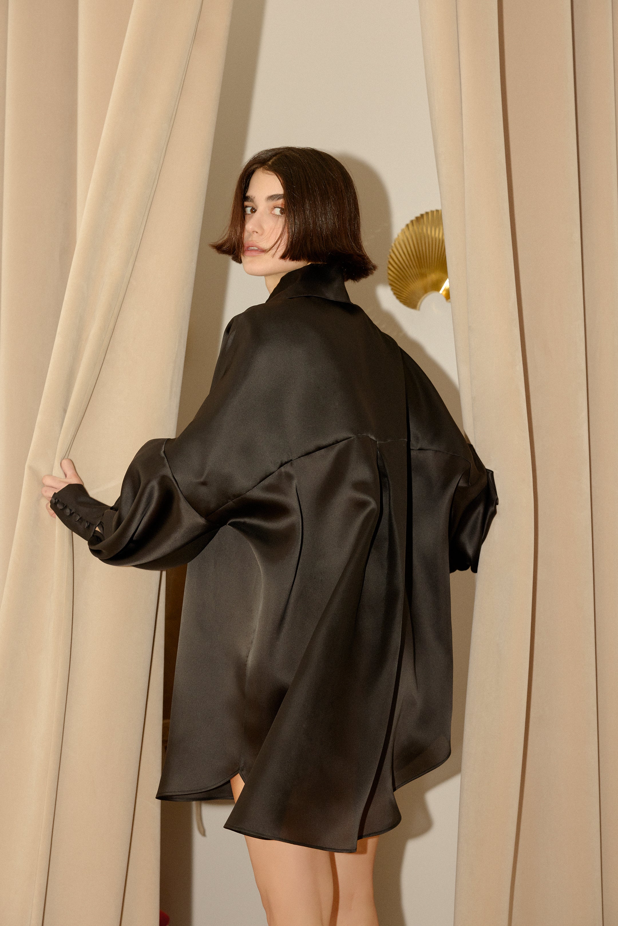 Organza Dress with Wide Collars