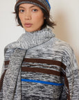 Unisex Mohair Striped Wool Beanie by