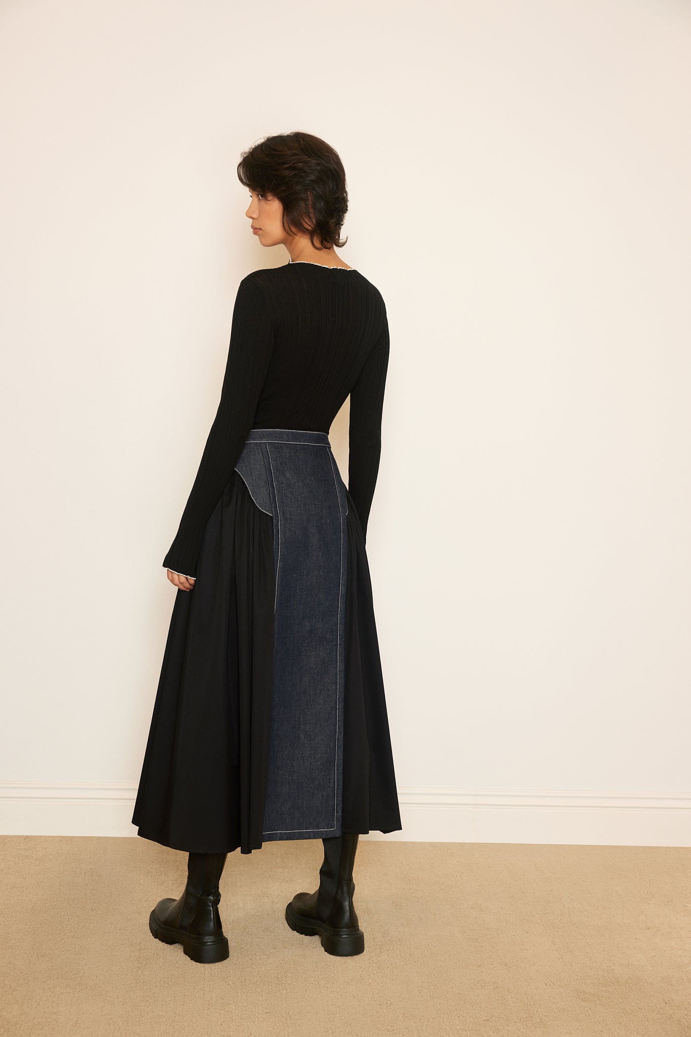 Denim and Poplin Cowboy Skirt