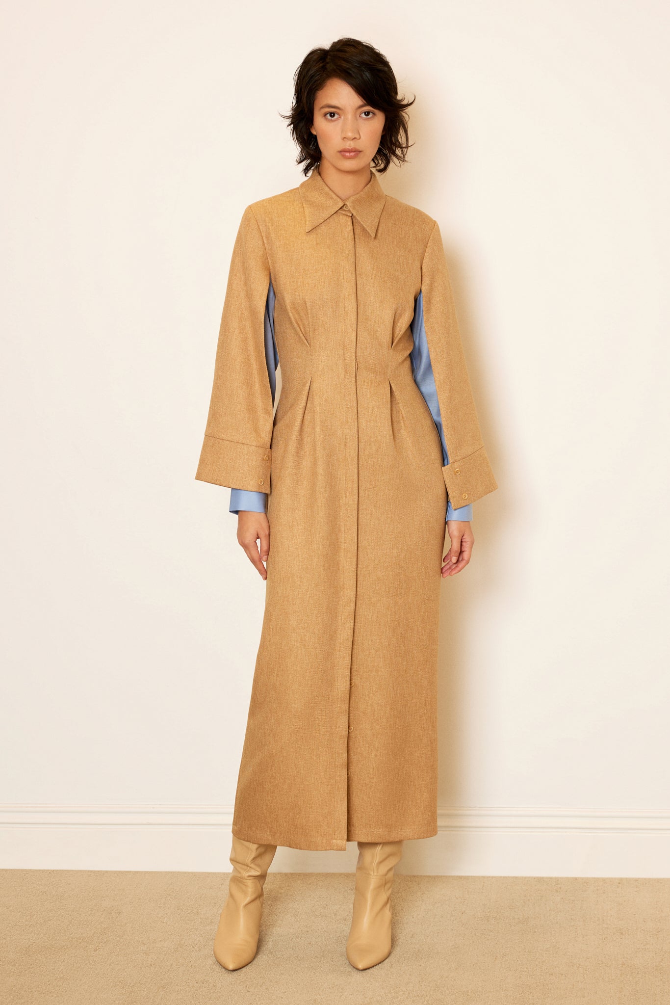 Shirtdress with Layered Sleeves