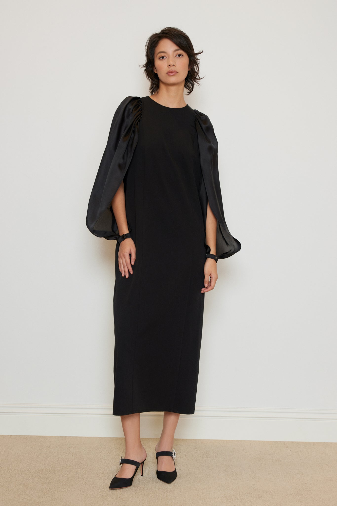 Conic Dress with Organza Sleeves