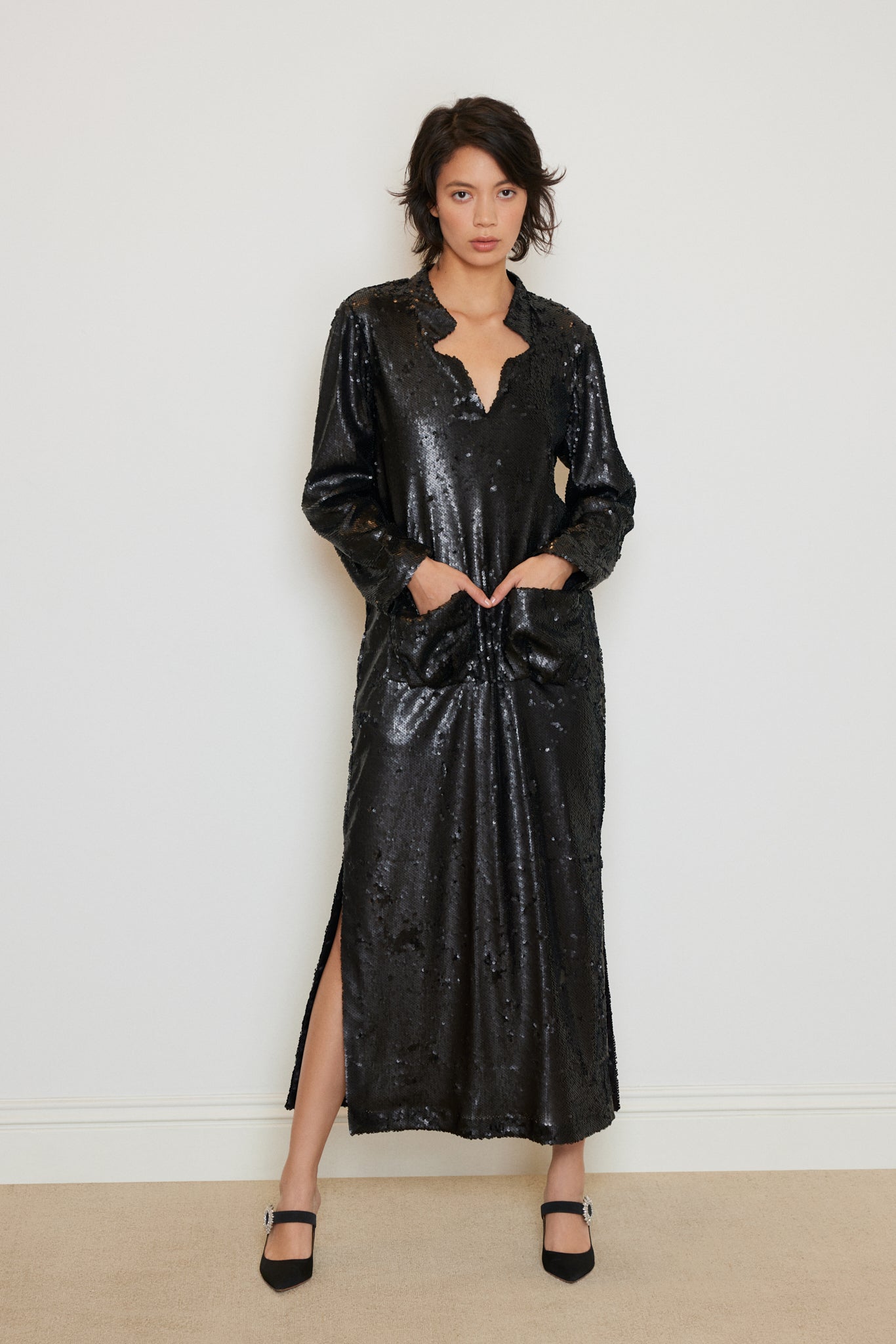 Sequin Dress with Front Pockets