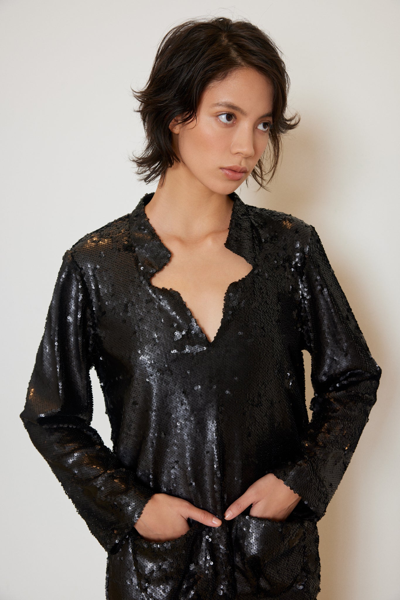 Sequin Dress with Front Pockets