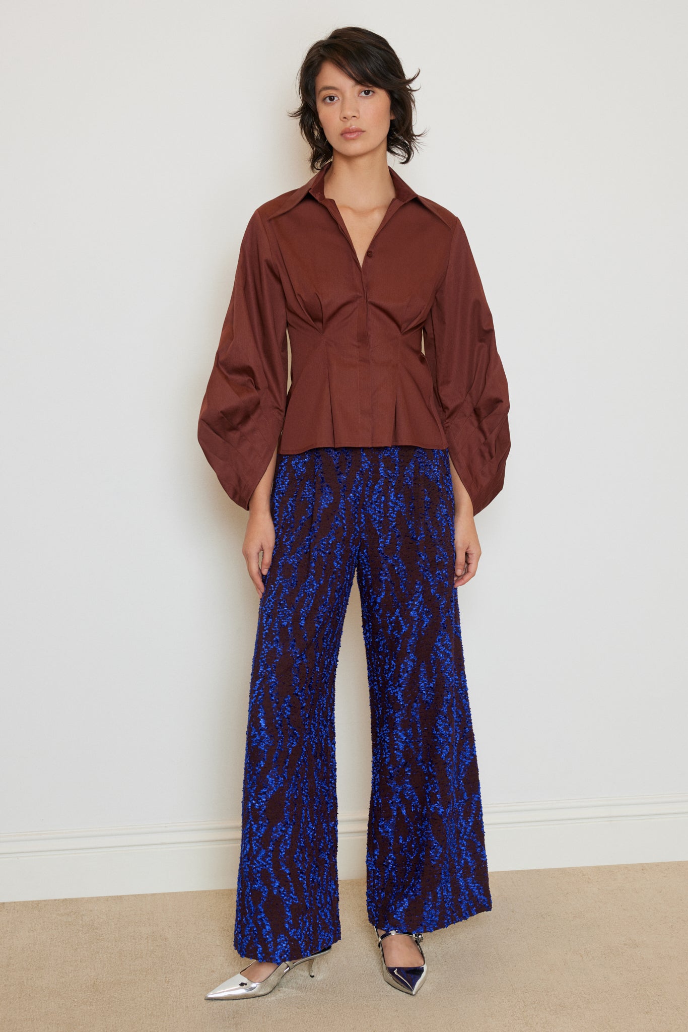 Pleated Boucle Pants