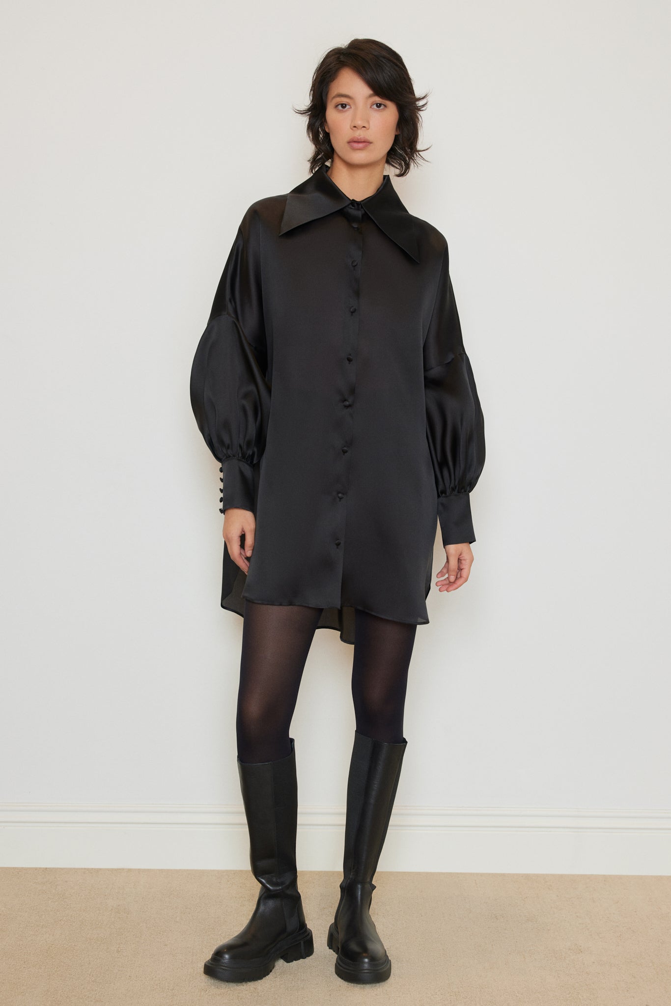 Organza Dress with Wide Collars