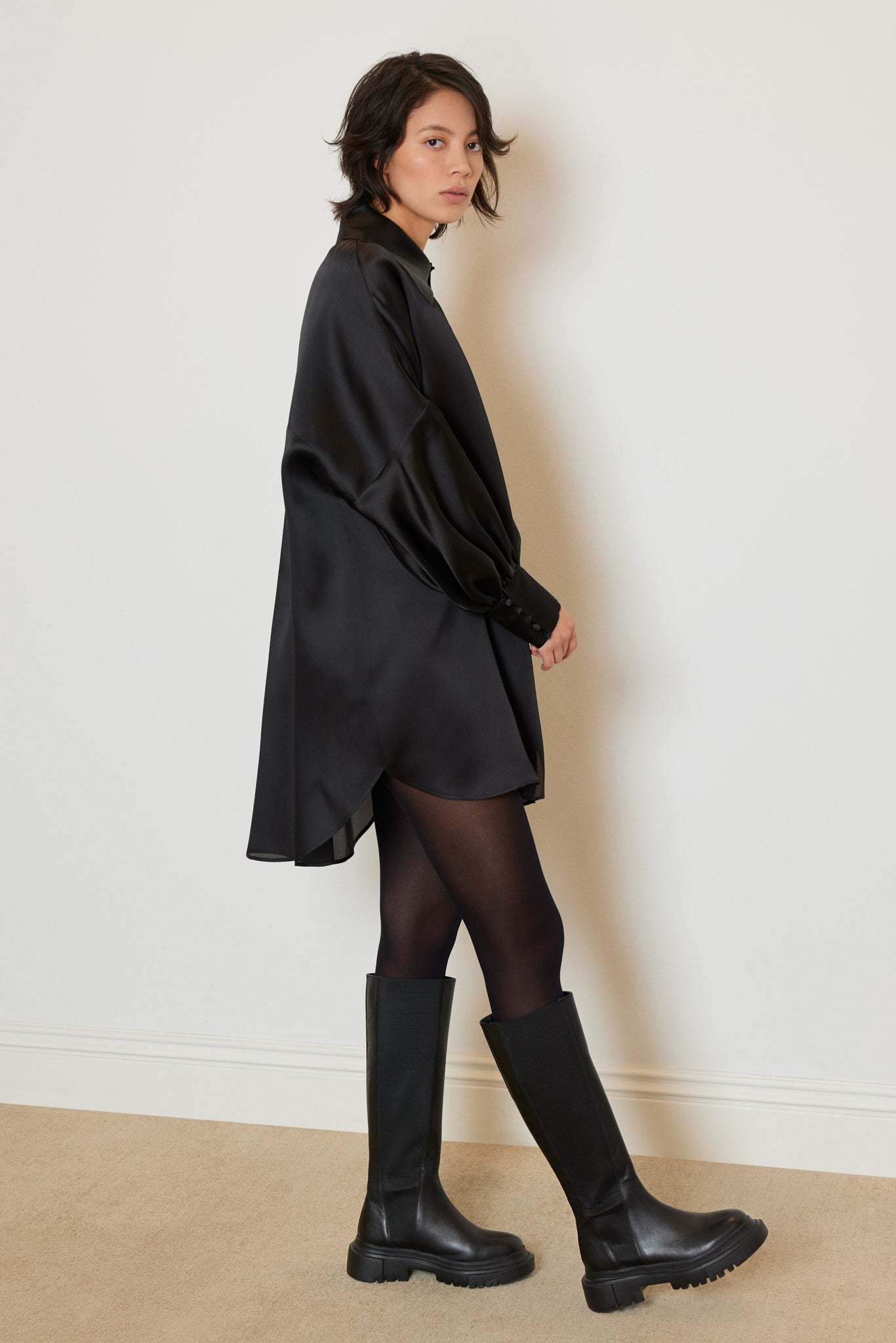 Organza Dress with Wide Collars