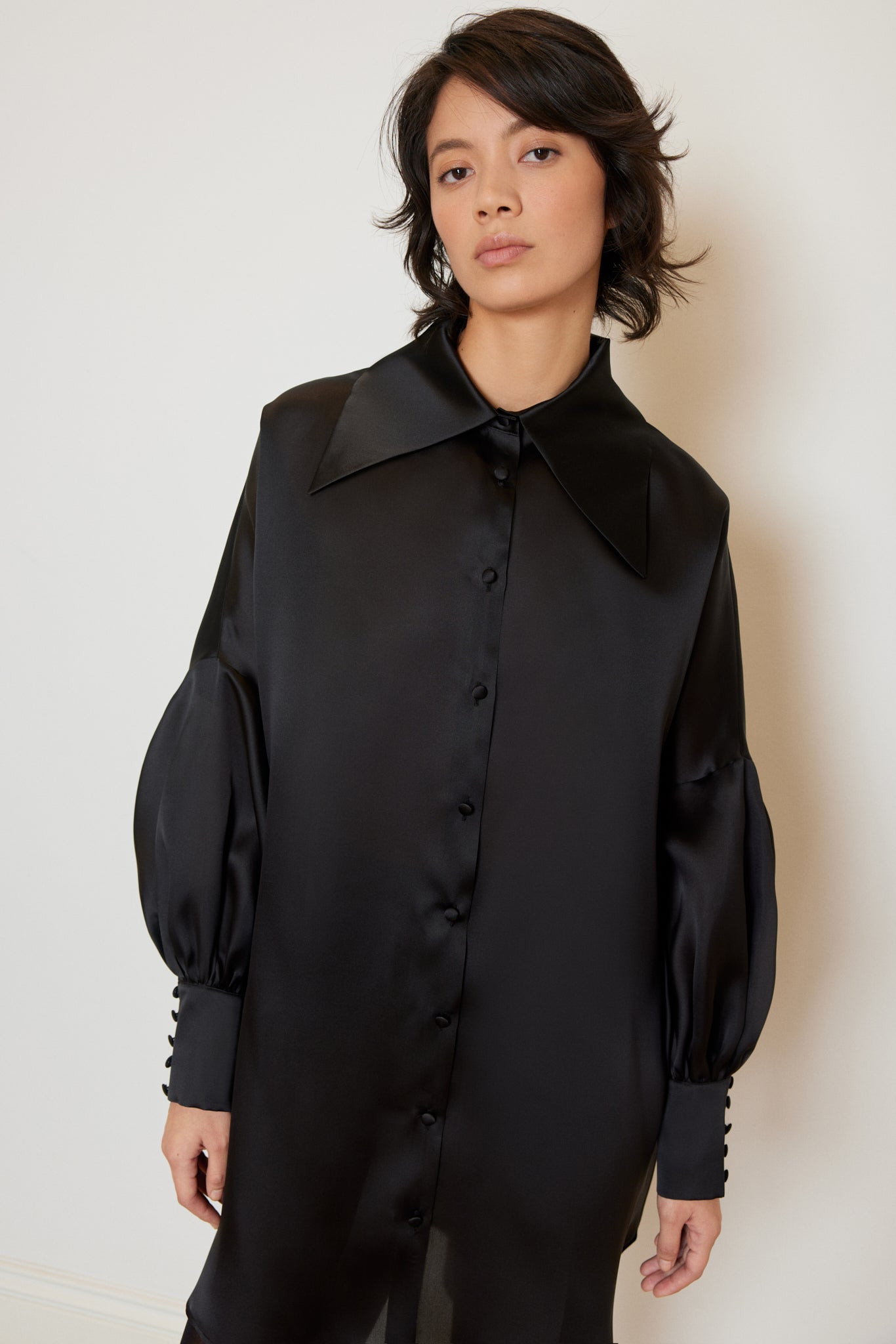 Organza Dress with Wide Collars