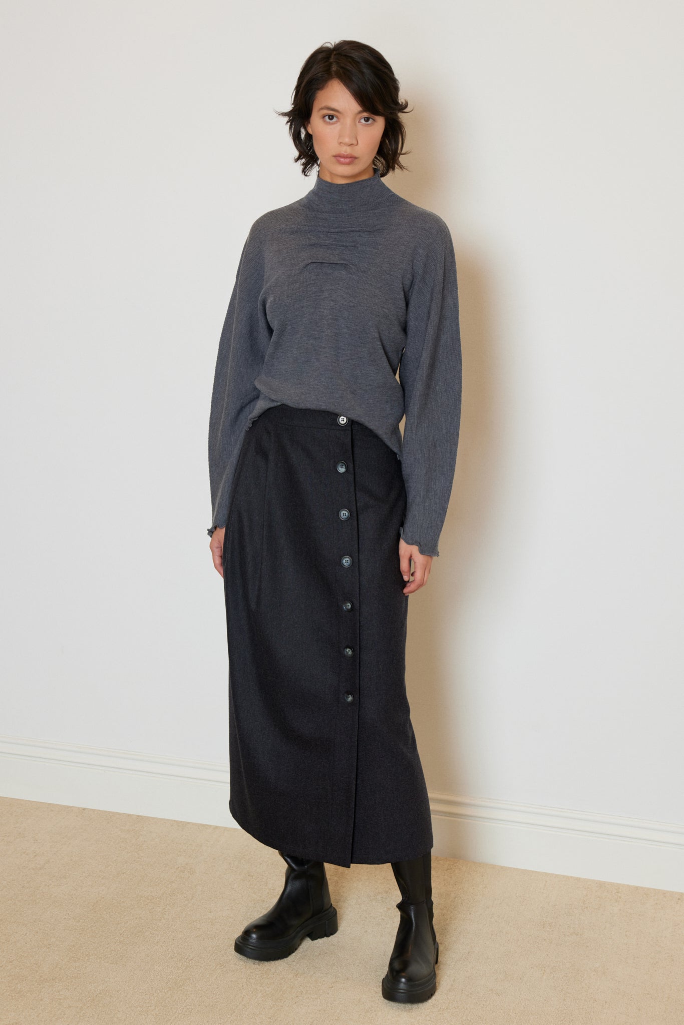 Wool and Cashmere Midi Skirt