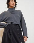 Batwing Knit with Draped Neck Detail