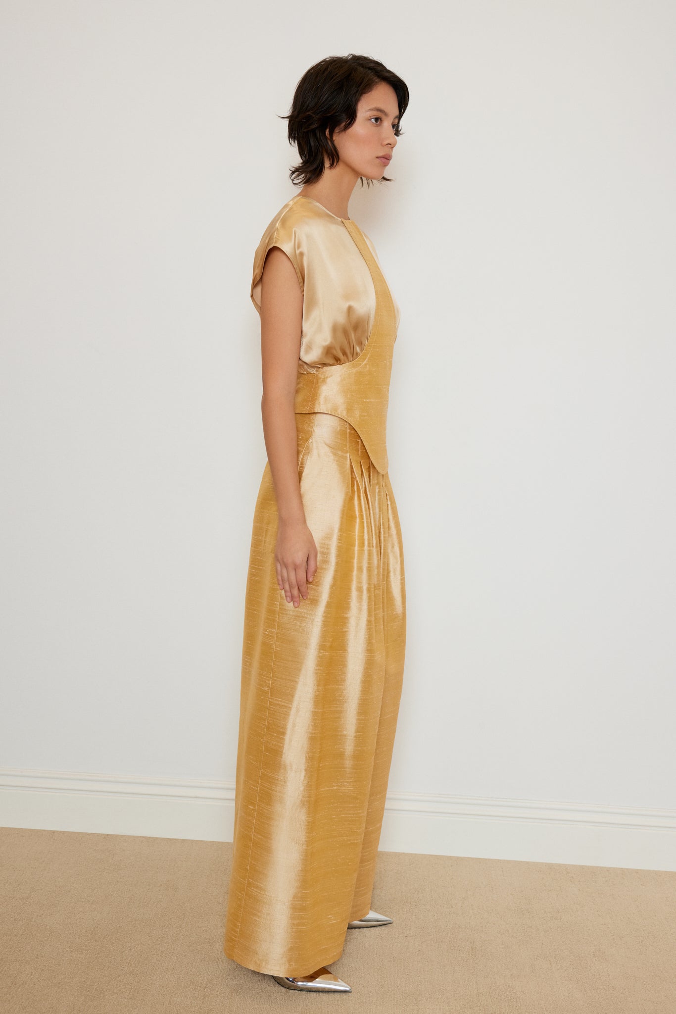 Pleated Shantung Pants