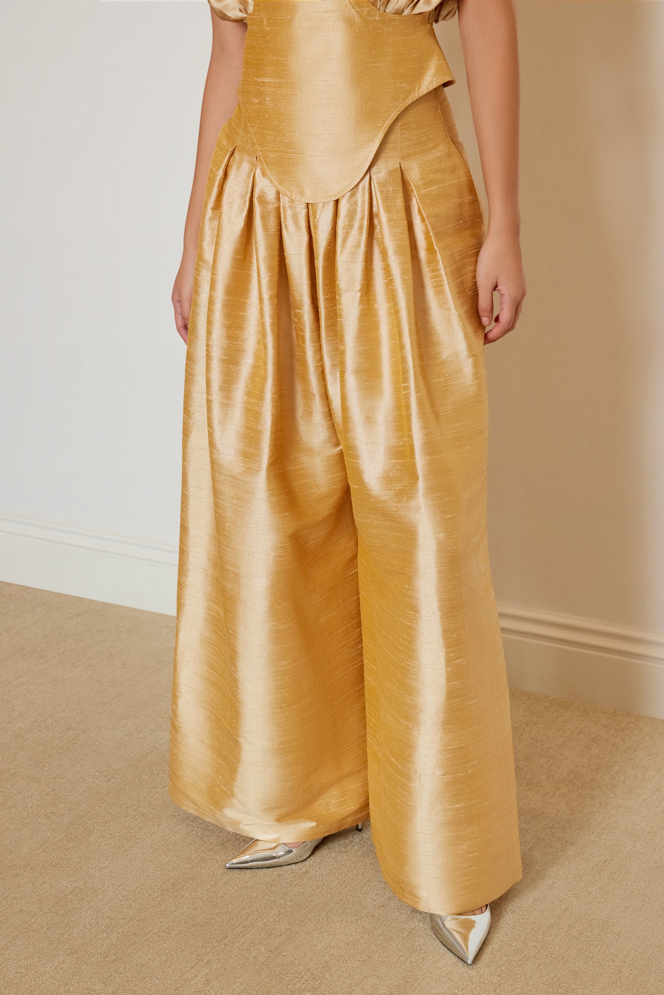 Pleated Shantung Pants