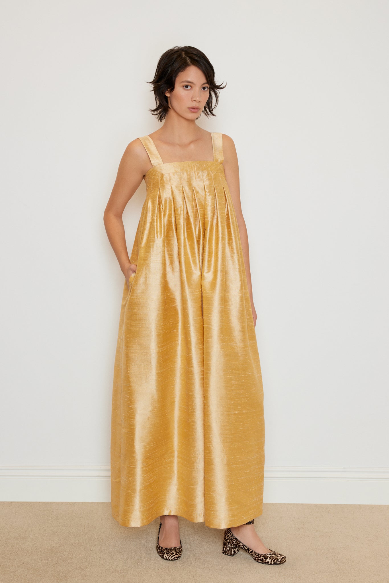 Shantung Jumpsuit with Detachable Straps