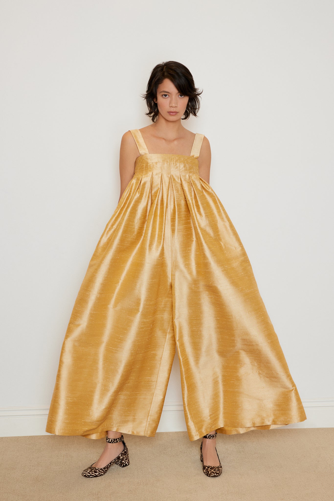 Shantung Jumpsuit with Detachable Straps