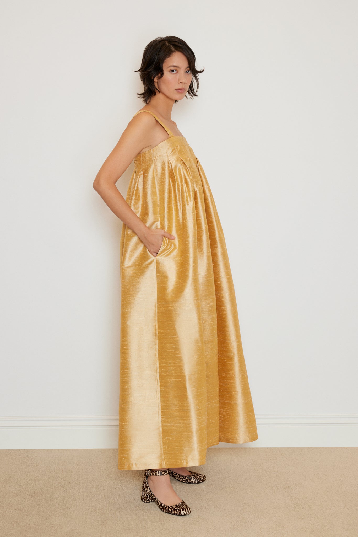 Shantung Jumpsuit with Detachable Straps