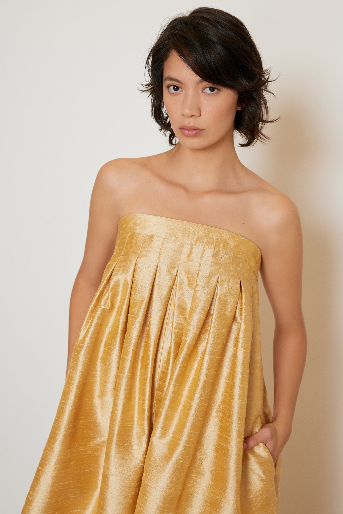 Shantung Jumpsuit with Detachable Straps