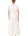Cotton Dress with Denim Corset Detail