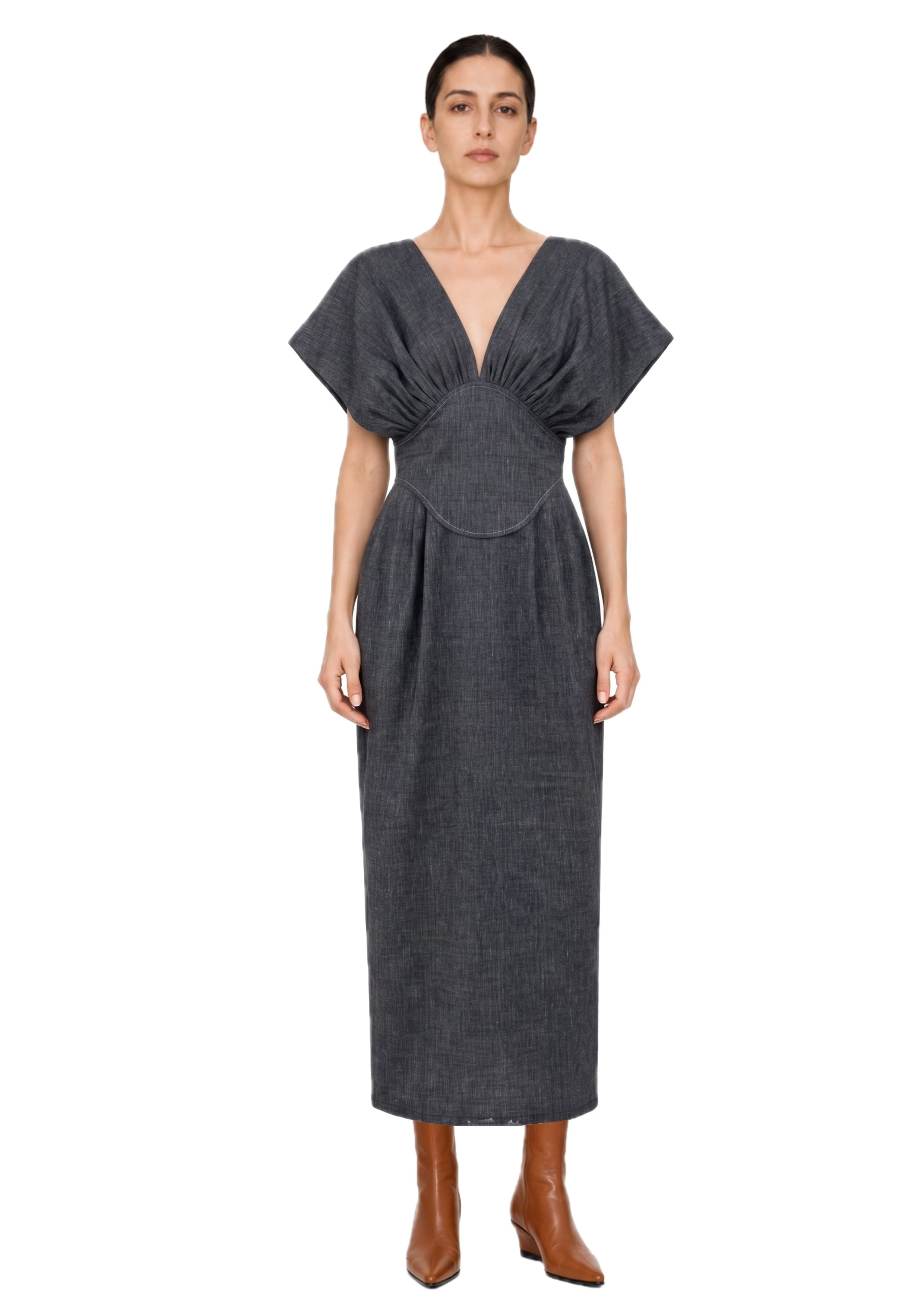 BALLOON-LIKE DRESS WITH FITTED WAIST