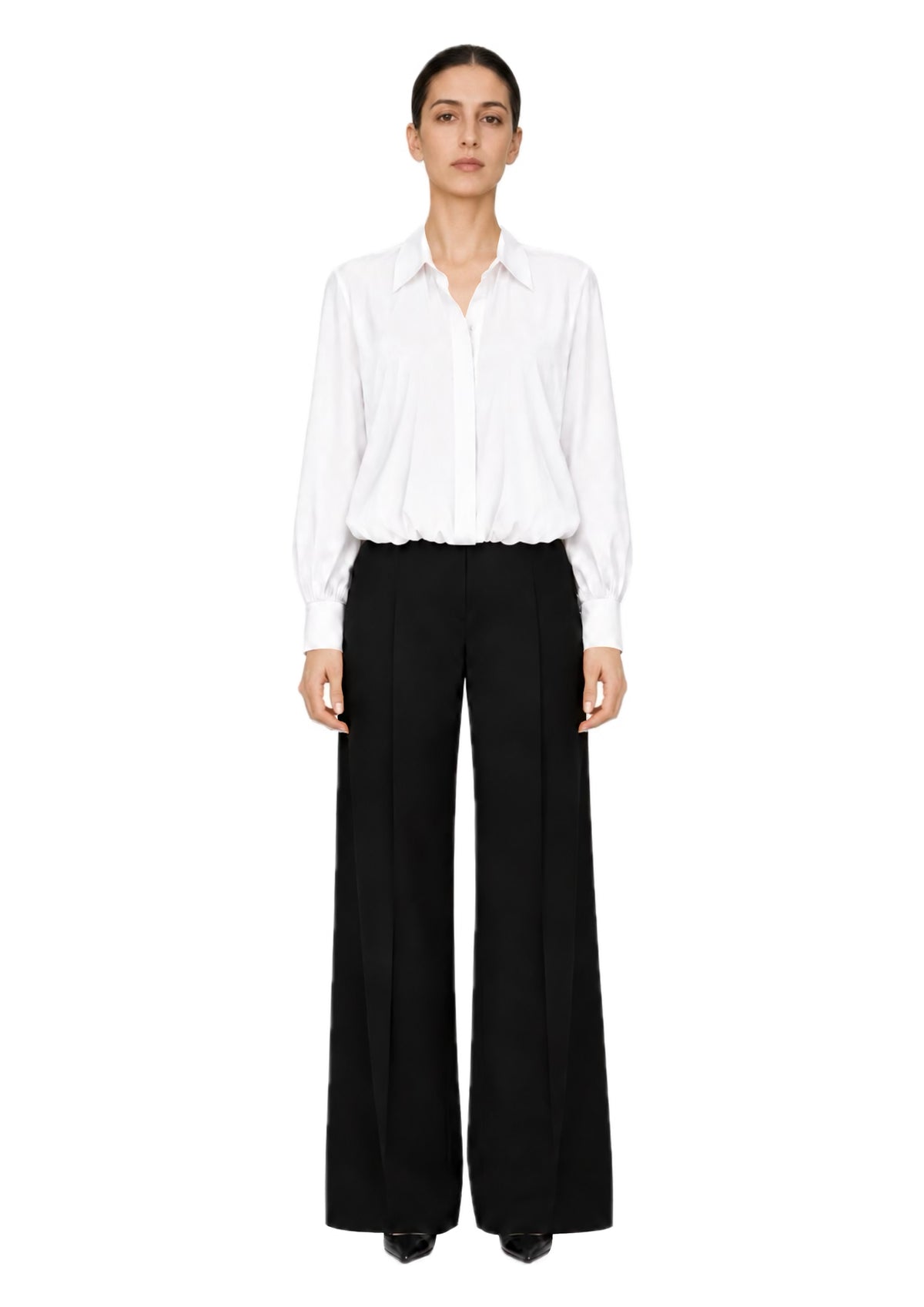 ORTANCA GATHERED WHITE SHIRT
