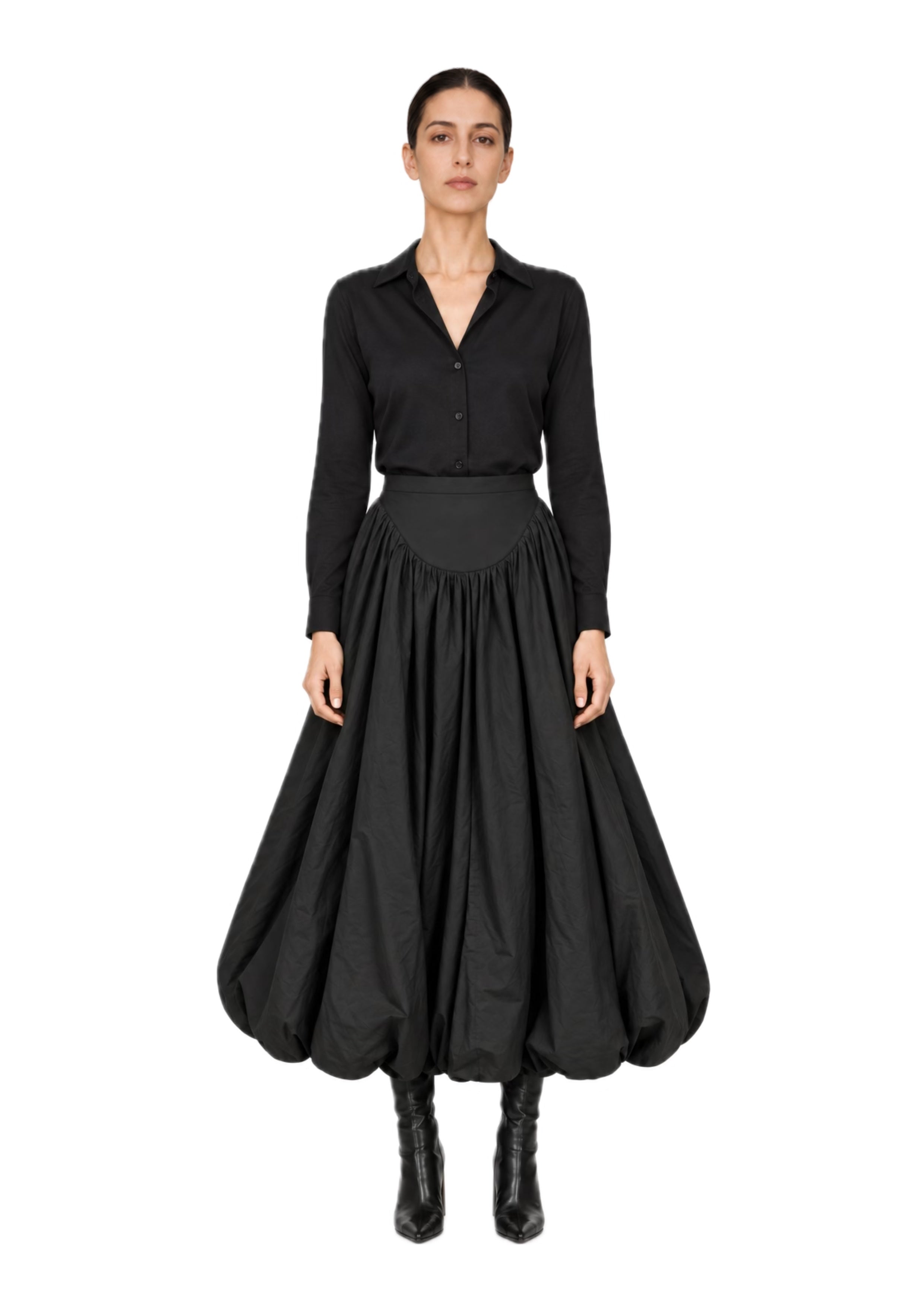 BLACK TAFFETA BALLOON SKIRT – MEHTAP ELAIDI