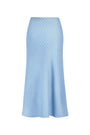 BLUE POLKA DOT BIAS-CUT MIDI SKIRT