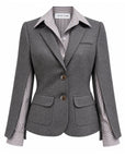 GREY SPLIT-ARM JACKET WITH SHIRT DETAILS