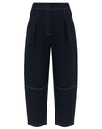 NAVY DENIM CONIC PANTS