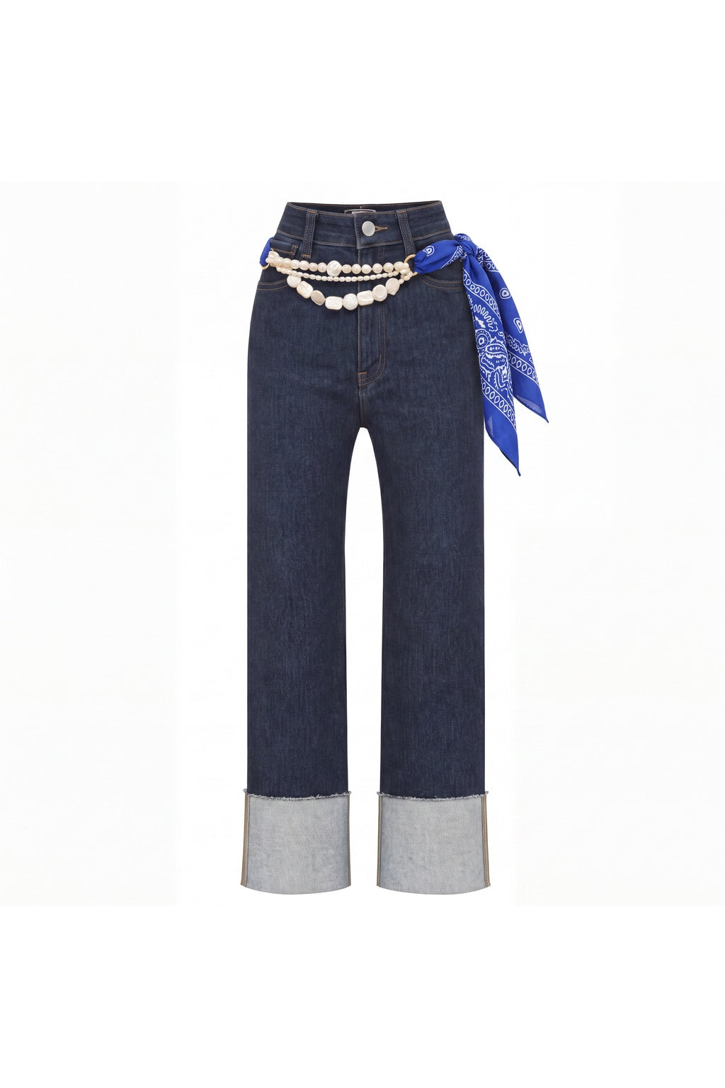 BLUE BANDANA PEARL BELT