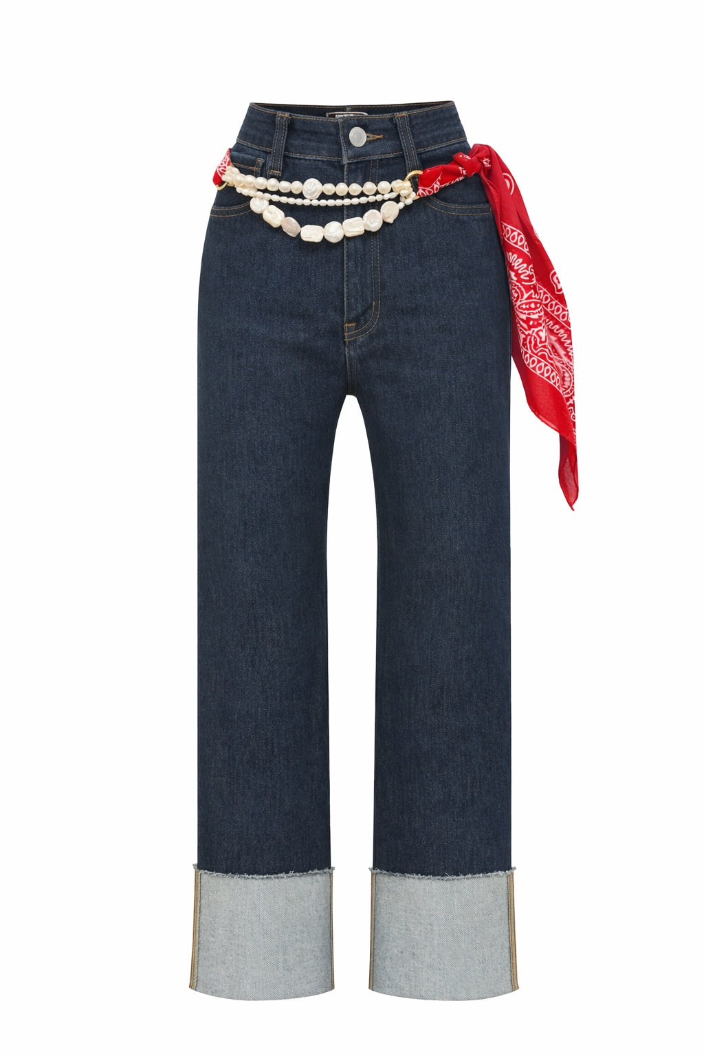 RED BANDANA PEARL BELT