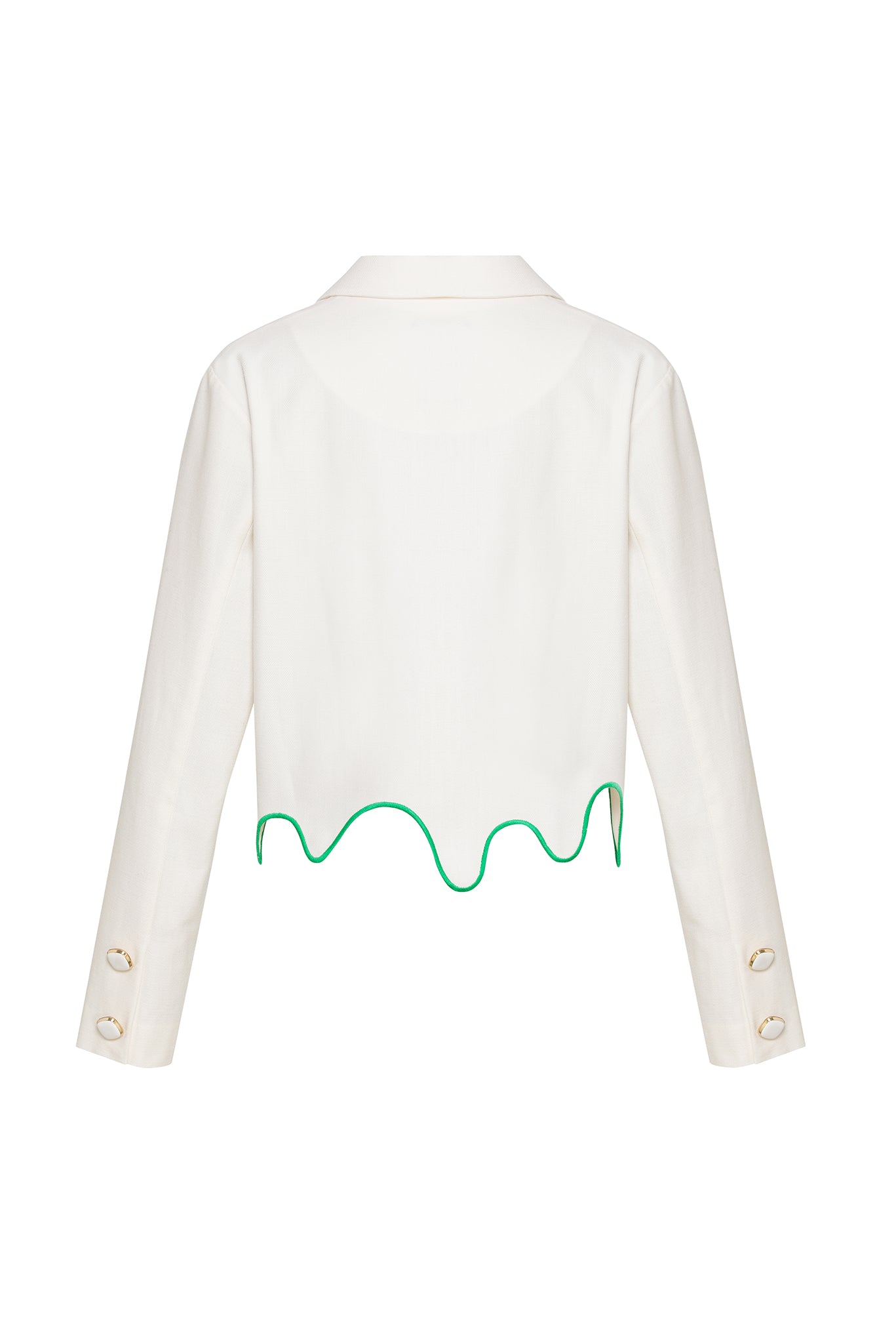 Boxy Jacket with Wave Cut-Out Embroidery
