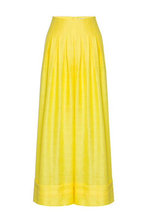 Pleated Linen Pants with Shorts
