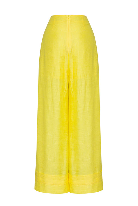 Pleated Linen Pants with Shorts