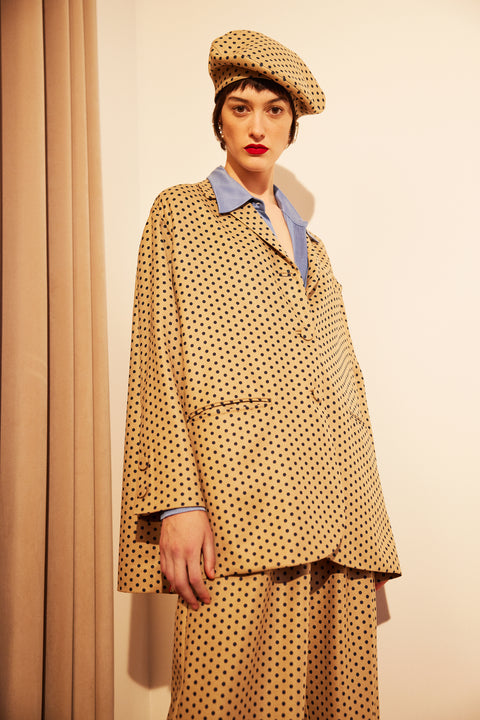 Polka Dot Jacket with Side Slit