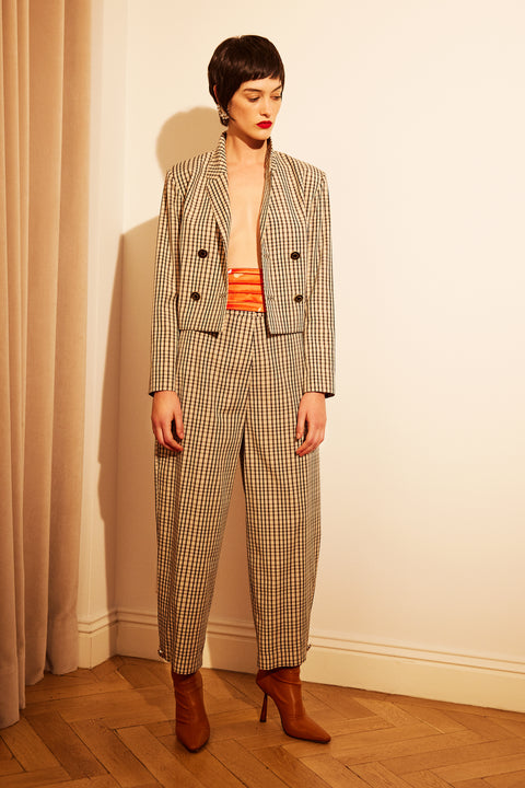 Cropped Plaid Jacket