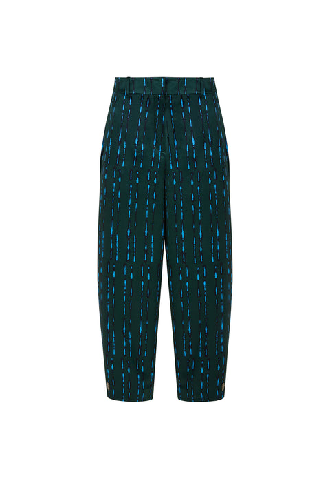 Blue Striped Emerald Satin Pants