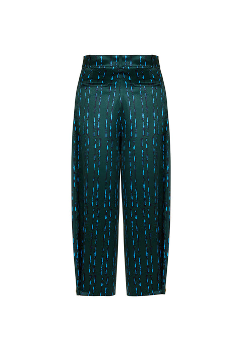 Blue Striped Emerald Satin Pants