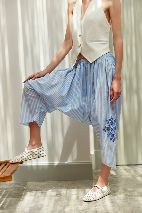 Shalvar Pants with Stone Print Embroidery
