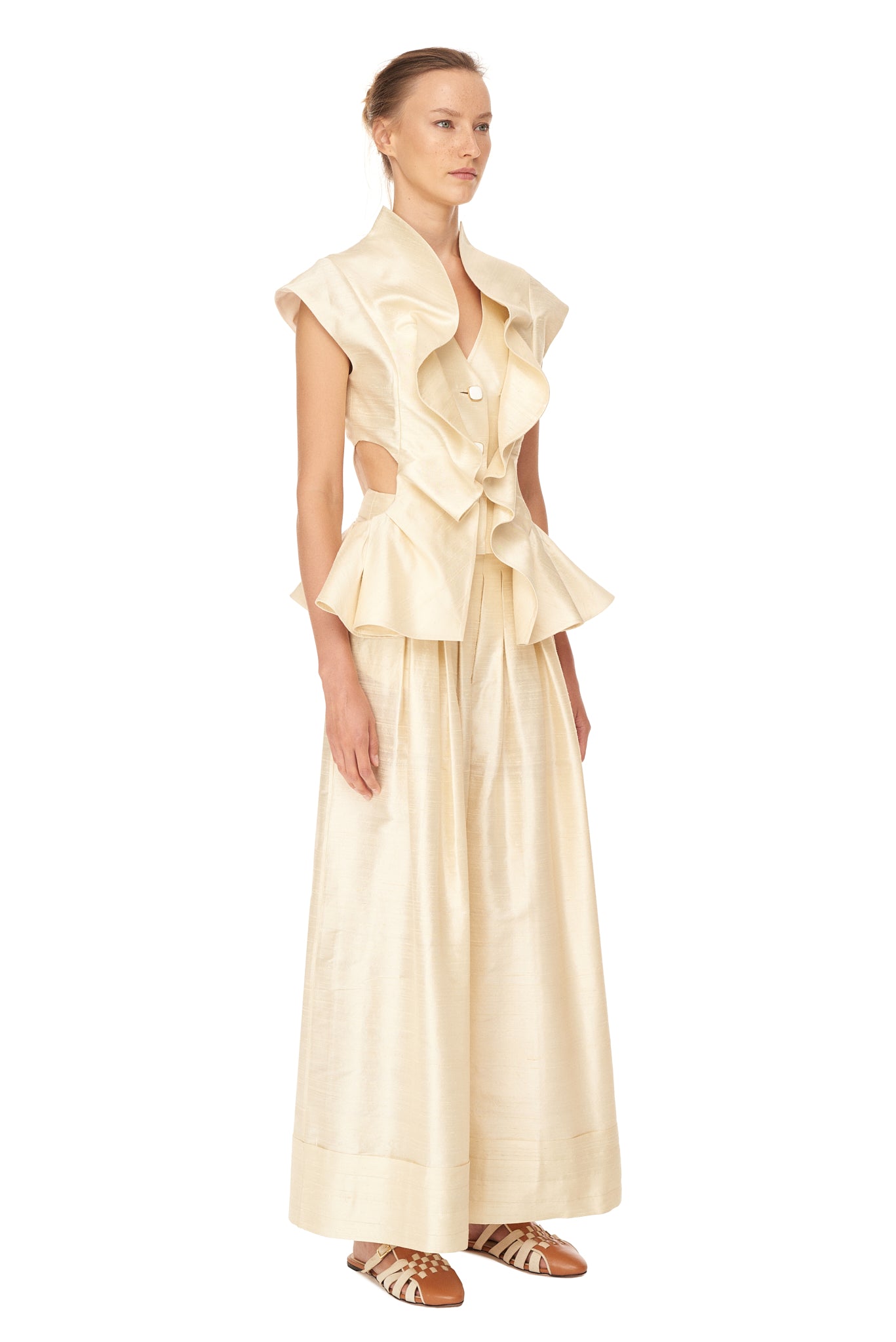Pleated Shantung Pants