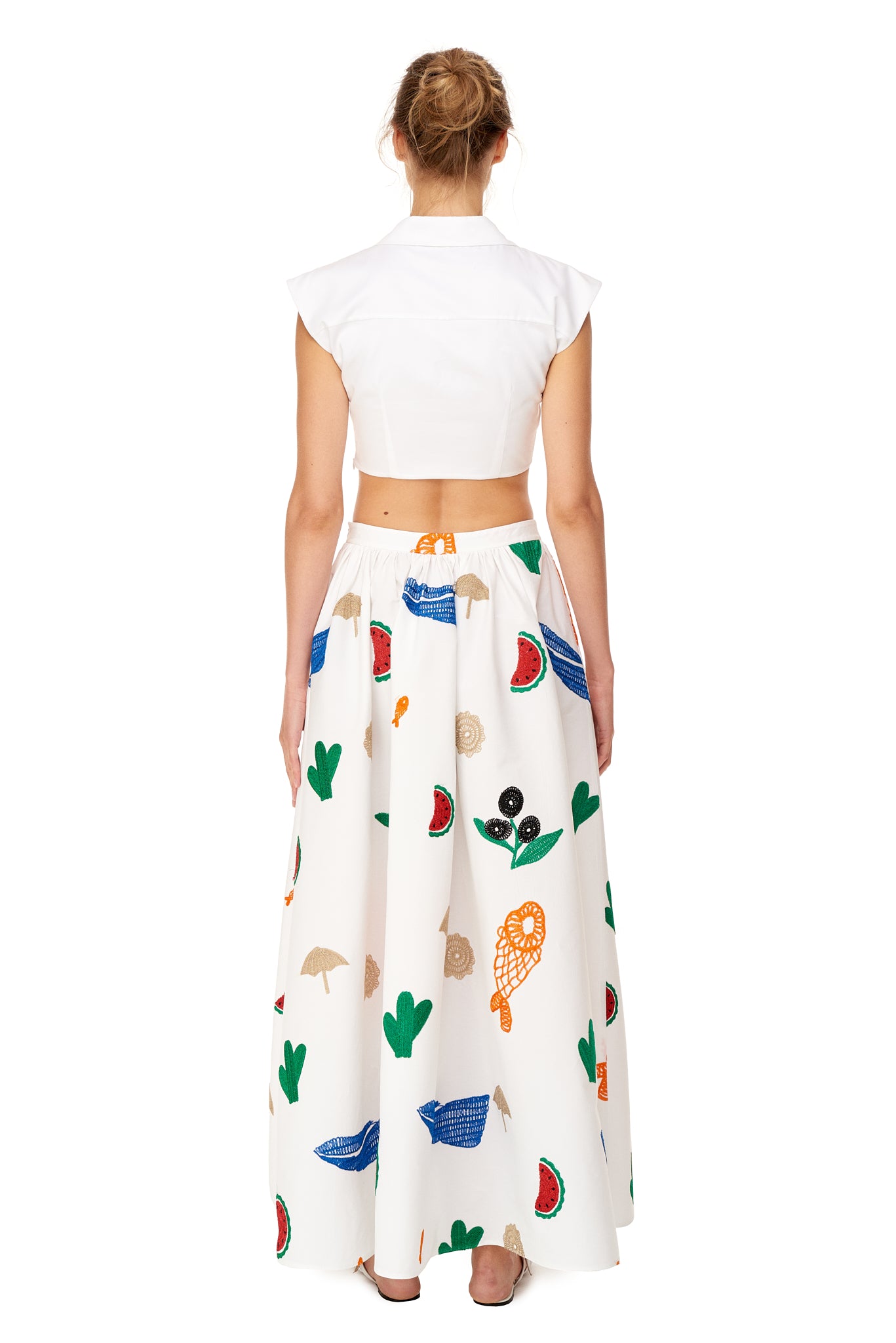 Ruched Cloche Skirt with Bodrum Embroidery